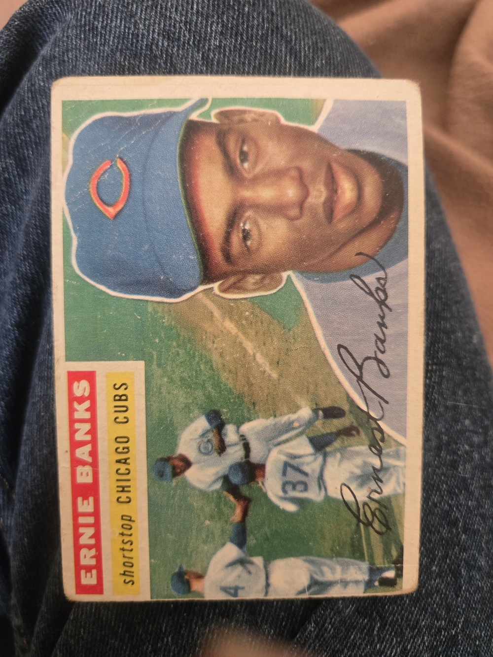 Topps Chicago Cubs Blue & Green Ernie Banks 1956 Topps